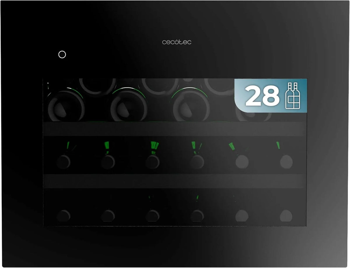Cecotec, Vestavné vinotéky, víno lednička Bolero GrandSommelier BI 28000 Touch Matt černá Compressor, 45x60, Černá, 45x60 cm, 28 l