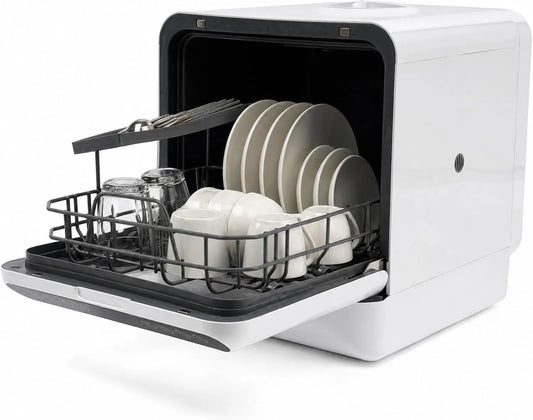 DAOHHFO, Stolní myčky nádobí, Mini myčka 1100 W, 6L přenosná kompaktní myčka bez připojení k vodě, Mini stolová, Bílá, 1100 W, 6L, 1, 32g, 220 V